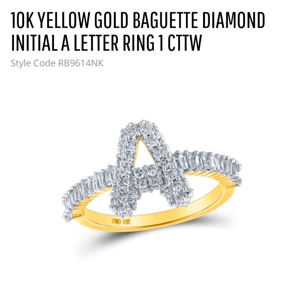 10k solid gold custom designed real diamond initial letter ring free appraisal